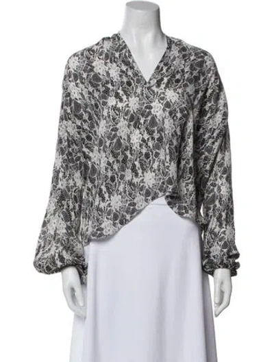 Pre-owned L'agence Silk Floral Print Blouse In Blue