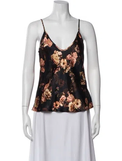 Pre-owned L'agence Silk Floral Print Blouse In Blue