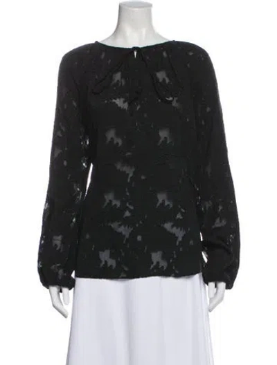 Pre-owned L'agence Silk Floral Print Blouse In Blue