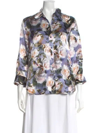 Pre-owned L'agence Silk Floral Print Blouse In Multi