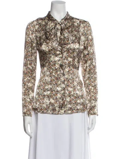 Pre-owned L'agence Silk Floral Print Blouse In Multi