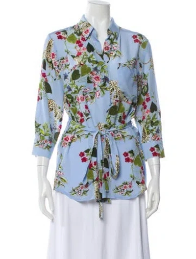 Pre-owned L'agence Silk Floral Print Blouse In Multi