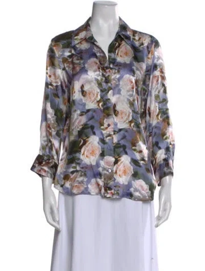 Pre-owned L'agence Silk Floral Print Blouse In Multi