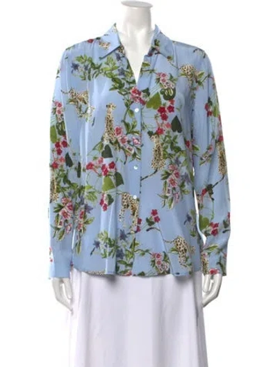 Pre-owned L'agence Silk Floral Print Blouse In Multi