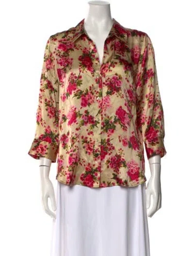 Pre-owned L'agence Silk Floral Print Blouse In Multi
