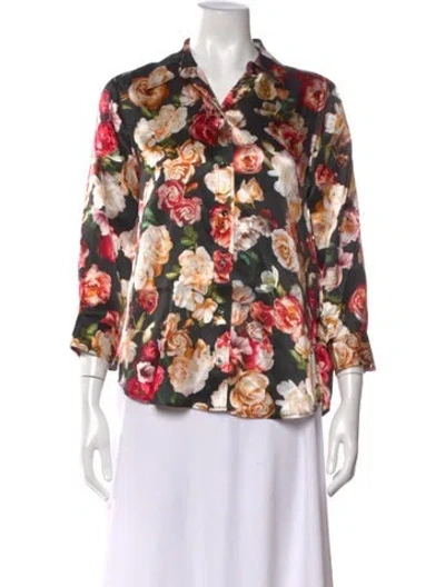 Pre-owned L'agence Silk Floral Print Blouse In Multi