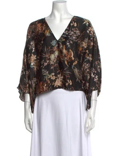 Pre-owned L'agence Silk Floral Print Blouse In Multicolor