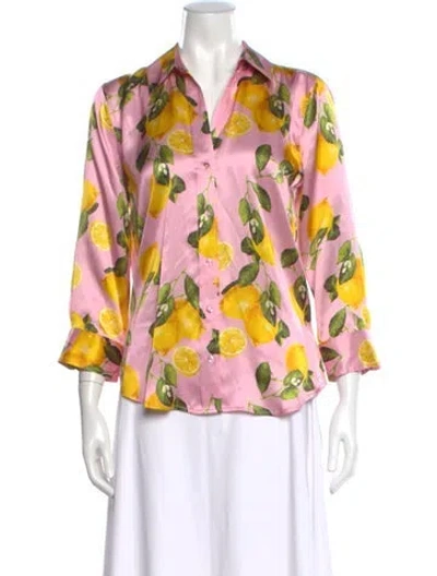 Pre-owned L'agence Silk Floral Print Blouse In Pink