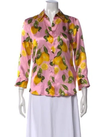Pre-owned L'agence Silk Floral Print Blouse In Pink