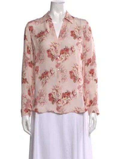 Pre-owned L'agence Silk Floral Print Blouse In Pink