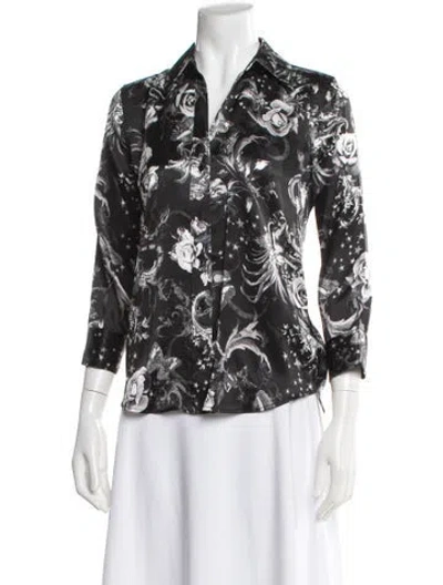 Pre-owned L'agence Silk Floral Print Blouse W/ Tags In Black