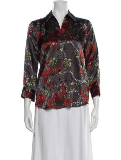 Pre-owned L'agence Silk Floral Print Blouse W/ Tags In Multi