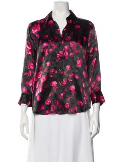 Pre-owned L'agence Silk Floral Print Blouse W/ Tags In Multi