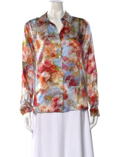 Pre-owned L'agence Silk Floral Print Blouse W/ Tags In Multi