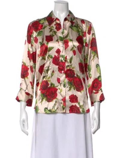 Pre-owned L'agence Silk Floral Print Blouse W/ Tags In Pink