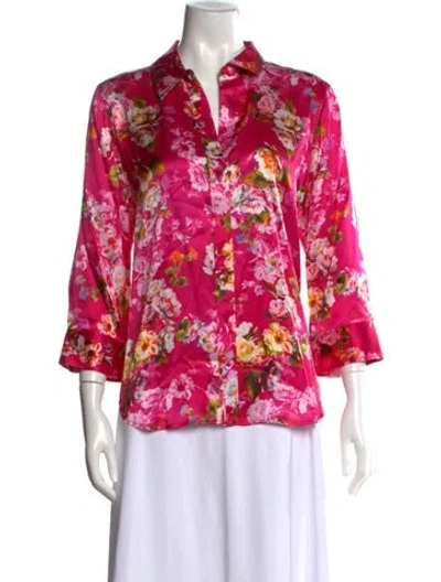 Pre-owned L'agence Silk Floral Print Blouse W/ Tags In Pink