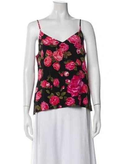 Pre-owned L'agence Silk Floral Print Blouse In White