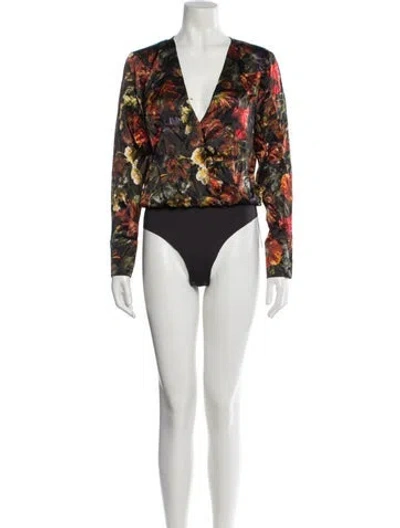Pre-owned L'agence Silk Floral Print Bodysuit In White