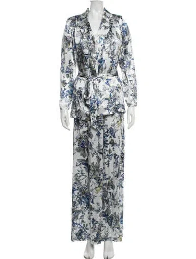 Pre-owned L'agence Silk Floral Print Pantsuit In Neutral