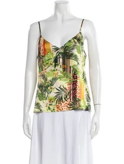 Pre-owned L'agence Silk Floral Print Top In Green