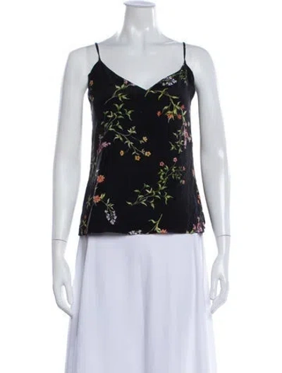 Pre-owned L'agence Silk Floral Print Top In Green