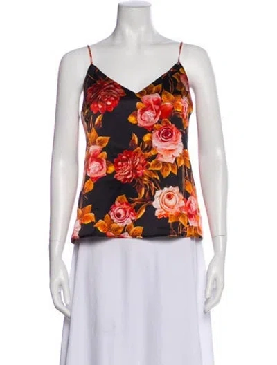 Pre-owned L'agence Silk Floral Print Top In Red