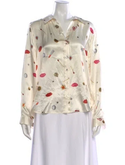 Pre-owned L'agence Silk Graphic Print Blouse