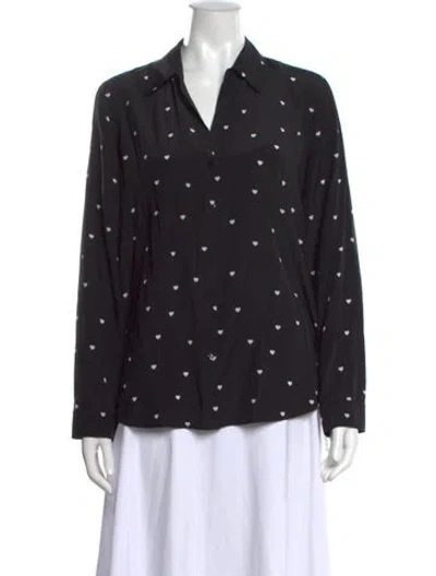 Pre-owned L'agence Silk Graphic Print Blouse In Black
