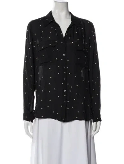 Pre-owned L'agence Silk Graphic Print Blouse In Blue