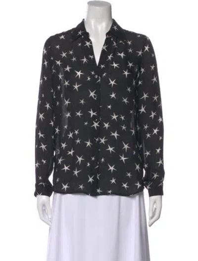 Pre-owned L'agence Silk Graphic Print Blouse In Multi
