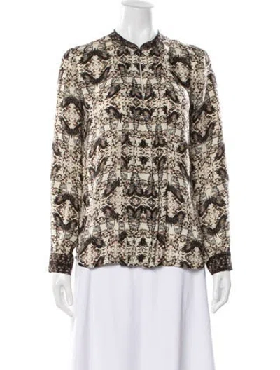 Pre-owned L'agence Silk Graphic Print Blouse In Neutral