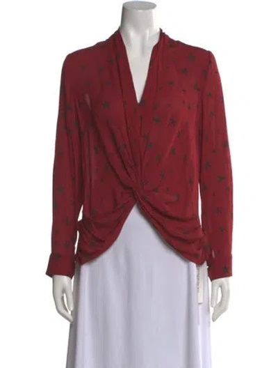 Pre-owned L'agence Silk Graphic Print Blouse In Red