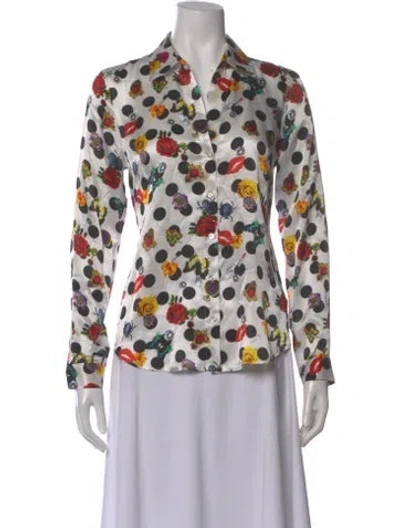 Pre-owned L'agence Silk Graphic Print Blouse W/ Tags In Multi