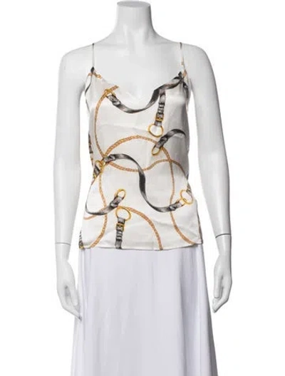 Pre-owned L'agence Silk Graphic Print Top In Multi