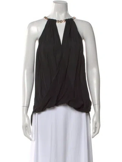 Pre-owned L'agence Silk Halterneck Top In Black