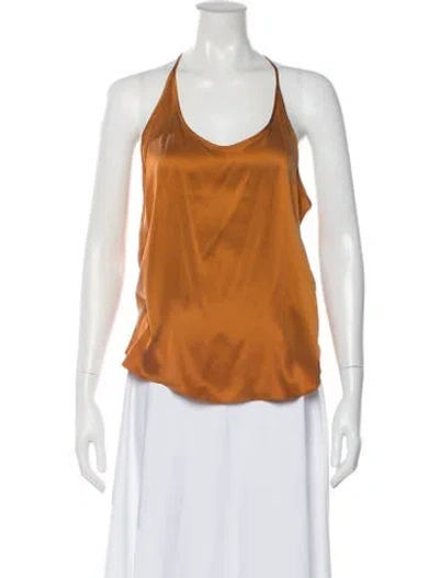 Pre-owned L'agence Silk Halterneck Top In Brown