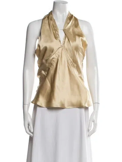 Pre-owned L'agence Silk Halterneck Top In Neutral