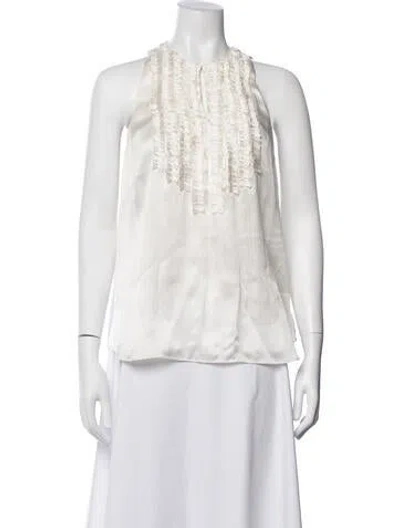 Pre-owned L'agence Silk Halterneck Top In White