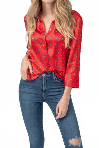L'agence Silk Jil Blouse In Royal Red Multi Maestro