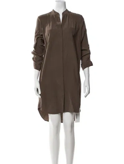 Pre-owned L'agence Silk Knee-length Dress In Brown