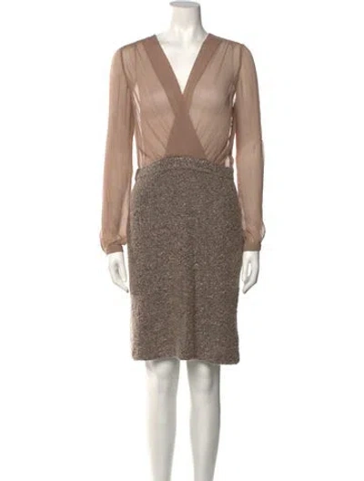 Pre-owned L'agence Silk Knee-length Dress In Neutral