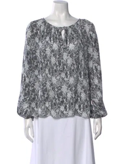 Pre-owned L'agence Silk Lace Pattern Blouse In Multi
