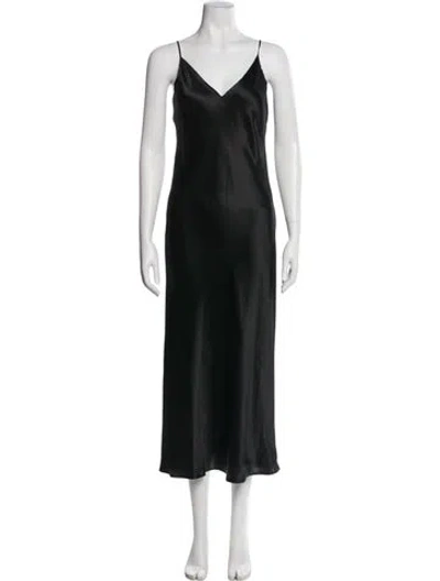 Pre-owned L'agence Silk Long Dress In Black