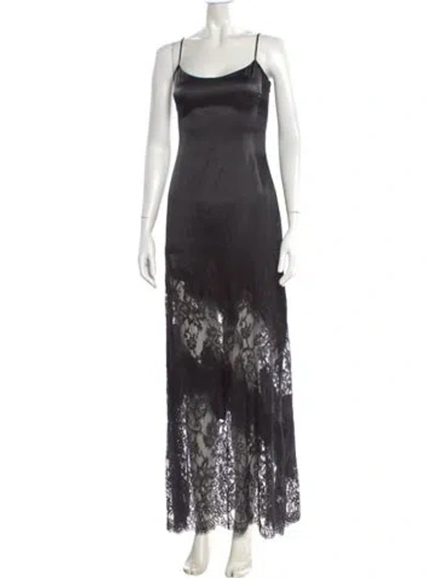 Pre-owned L'agence Silk Long Dress In Black