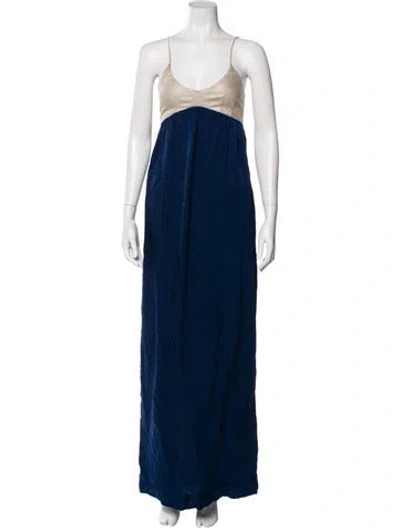 Pre-owned L'agence Silk Long Dress In Blue