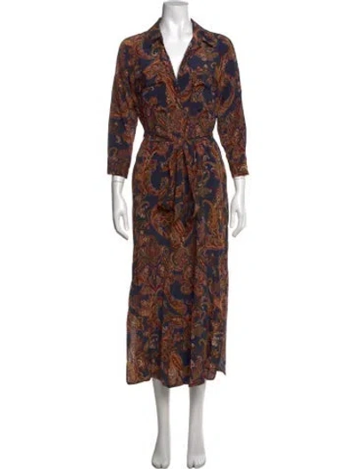 Pre-owned L'agence Silk Long Dress In Blue