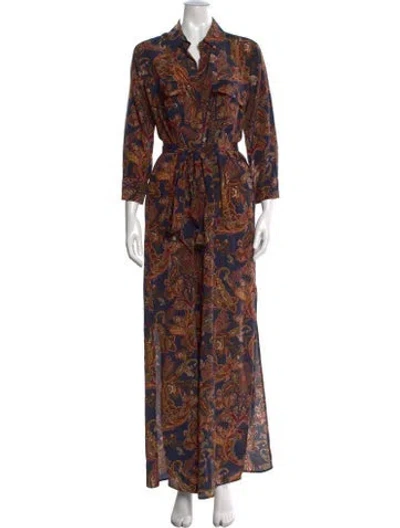 Pre-owned L'agence Silk Long Dress In Blue