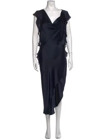 Pre-owned L'agence Silk Long Dress In Blue