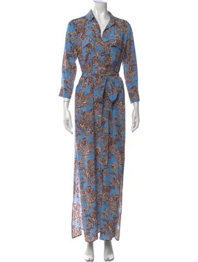 Pre-owned L'agence Silk Long Dress In Blue