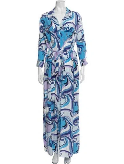 Pre-owned L'agence Silk Long Dress In Blue/purple